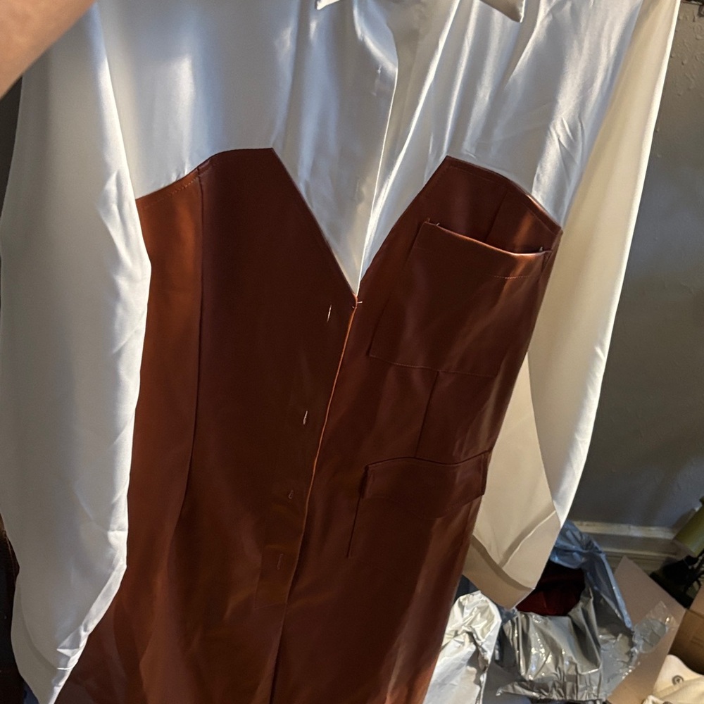 Elegant White and Brown dress